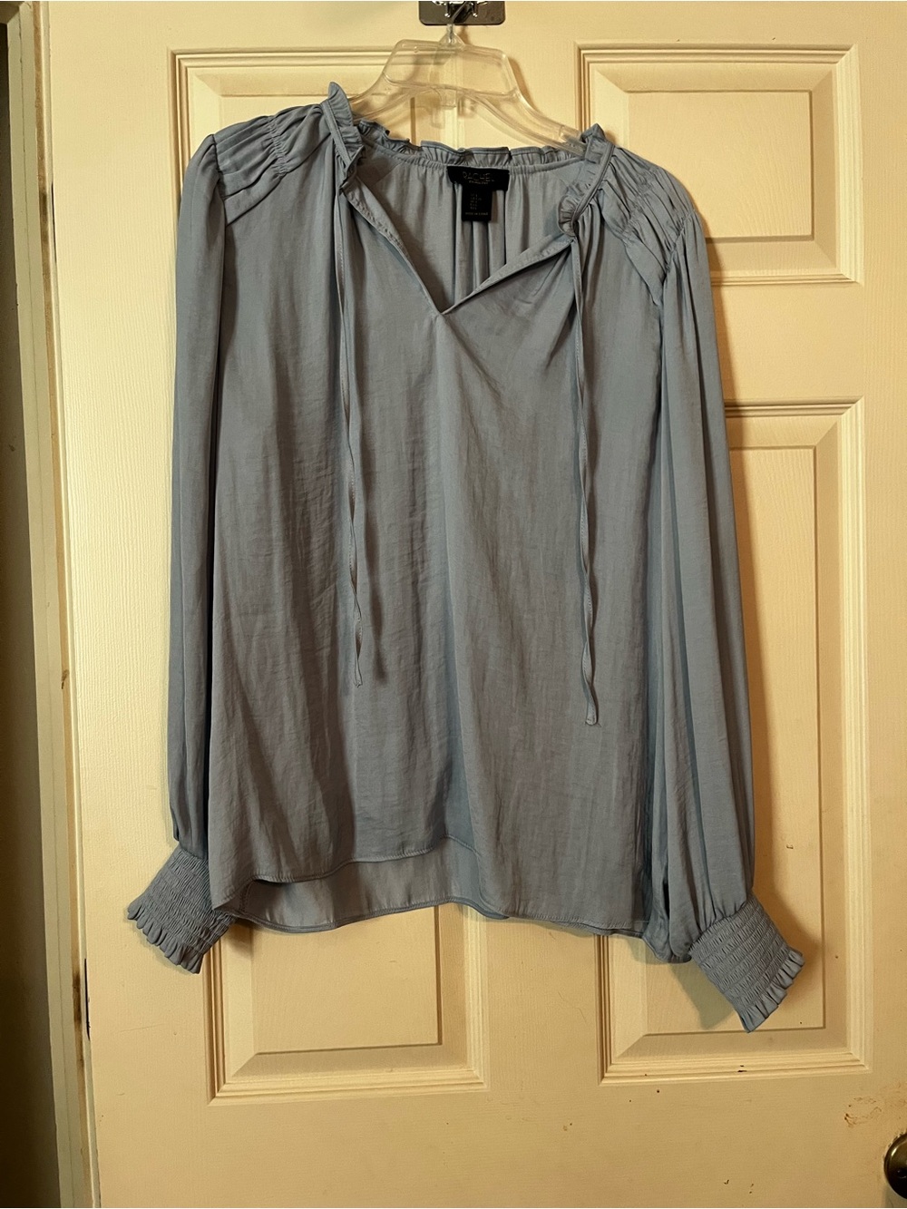 Rachel Light Blue Long Sleeve Peasant Top
